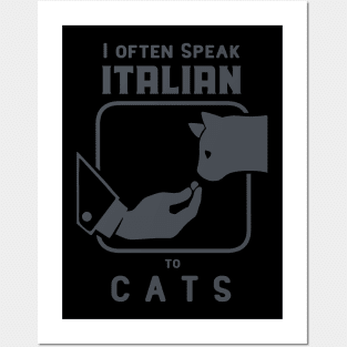 Funny Italian hand gesture and a cat, dark ink Posters and Art